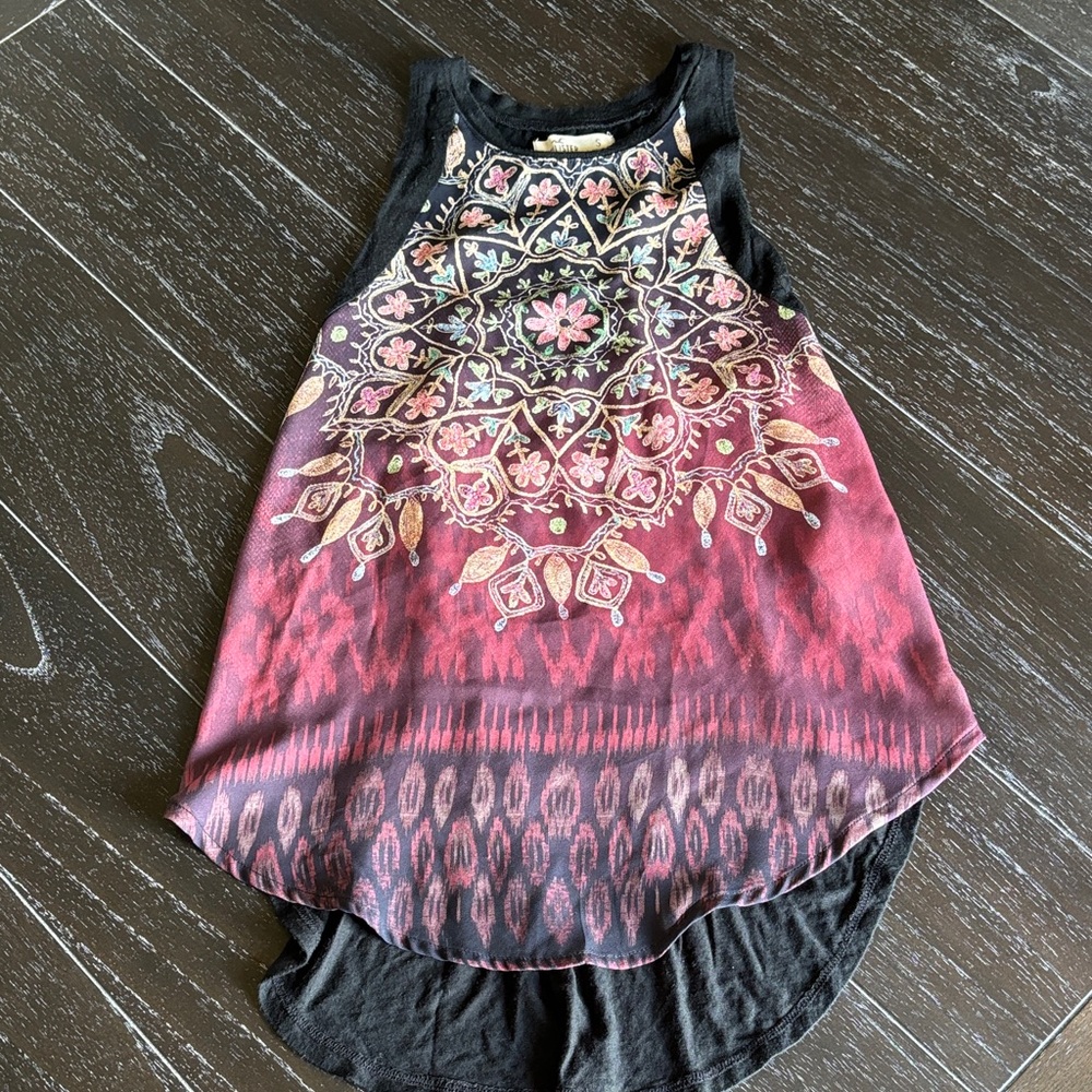 Hollister Black and Pink Mandala Tank Top